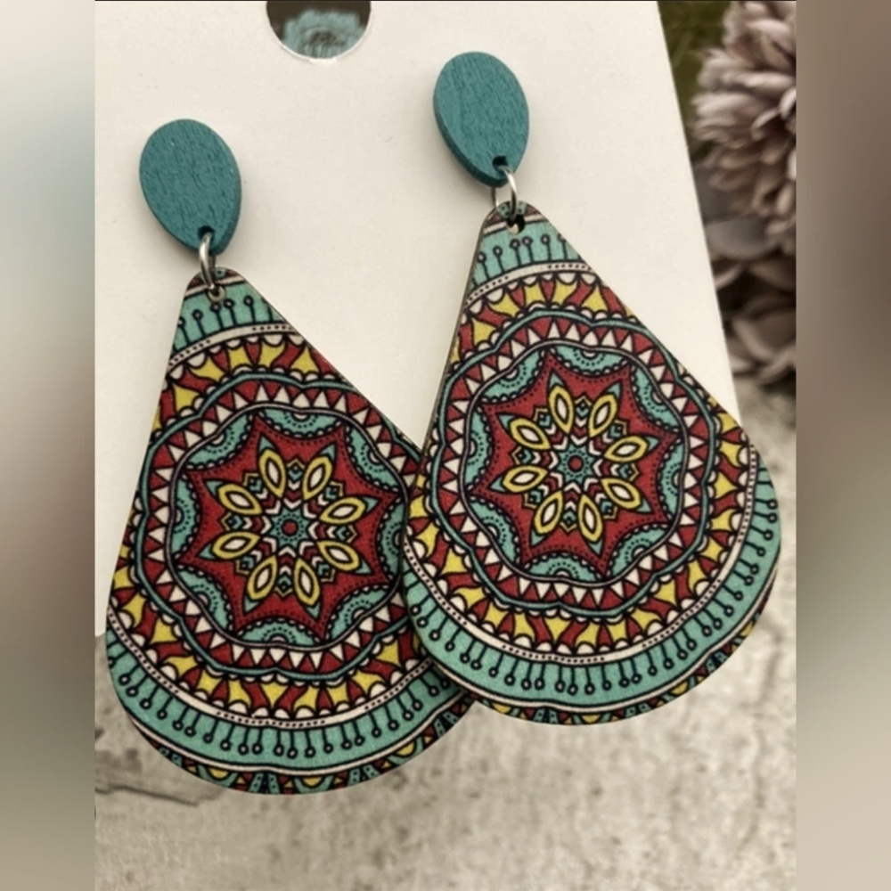 Tribal Retro Bohemian Dangle Earring Tear Rain Drop Earrings Rings NWT NEW